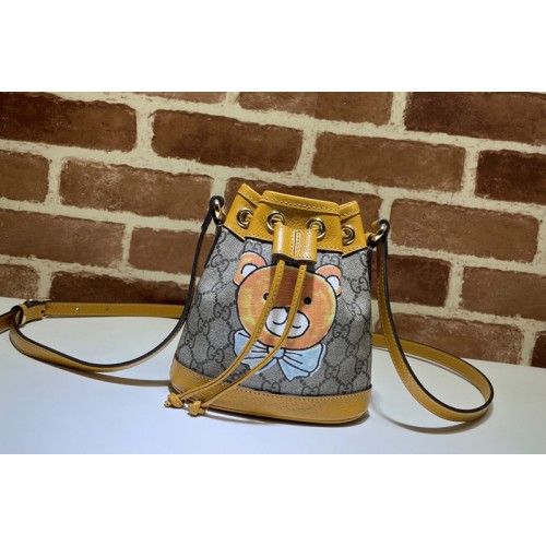 Gucci Ophidia Kaiguci mini bucket bag in Beige ebony Supreme canvas