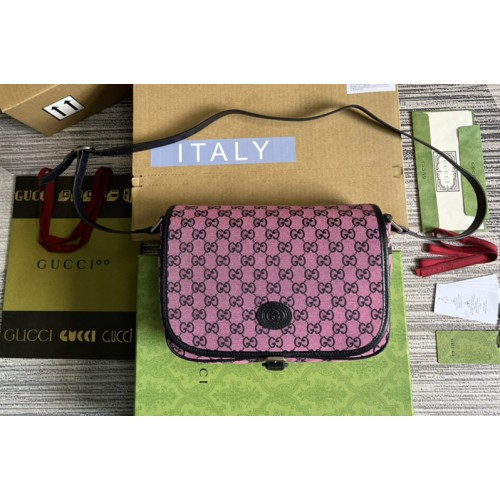 Gucci Childrens Monogram messenger bag in Pink Supreme canvas