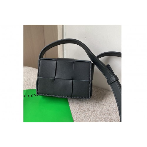 Bottega Veneta Cassette mini bag in Black Intreccio leather