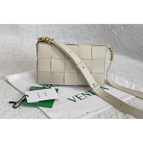 Bottega Veneta Cassette cross-body bag in White Intreccio leather