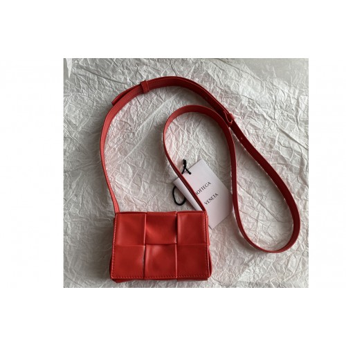 Bottega Veneta Cassette mini bag in Red Intreccio leather