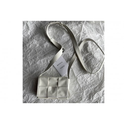 Bottega Veneta Cassette mini bag in White Intreccio leather