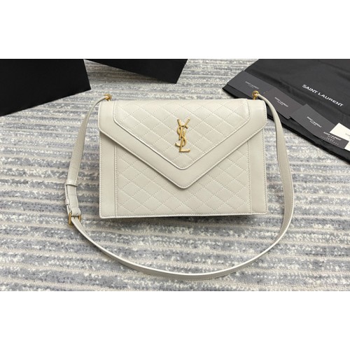 YSL GABY SATCHEL bag IN White VINTAGE LAMBSKIN