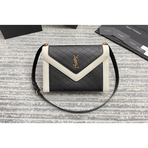 YSL GABY SATCHEL bag IN Black White VINTAGE LAMBSKIN