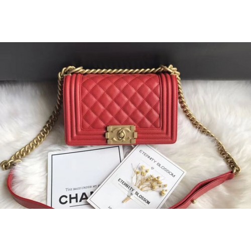 Chanel Leboy Original Caviar leather Shoulder Bags 67085 Red Gold Chain