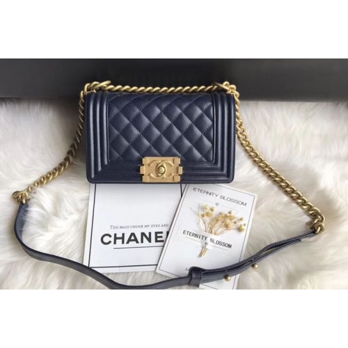 Chanel Leboy Original Caviar leather Shoulder Bags 67085 Navy Blue Gold Chain