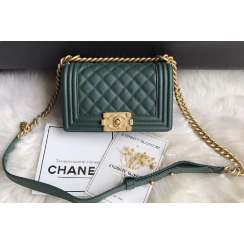 Chanel Leboy Original Caviar leather Shoulder Bags 67085 Green Gold Chain