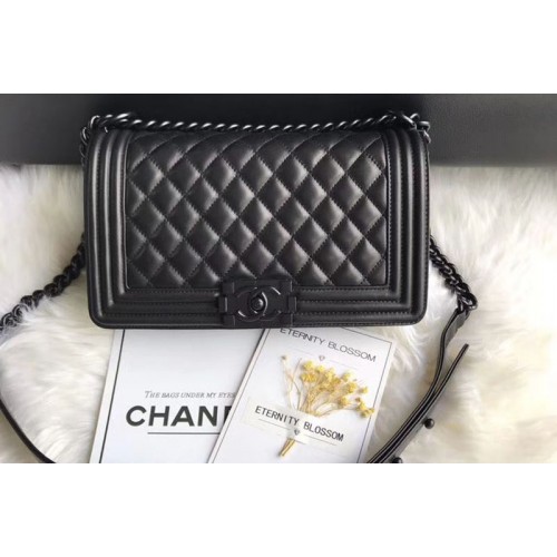 Chanel Le Boy Original Sheepskin Black Leather Shoulder Bags A67086 Black Chain