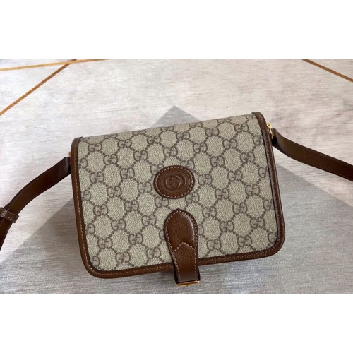 Gucci Mini shoulder bag with Interlocking G in Beige and ebony Supreme canvas