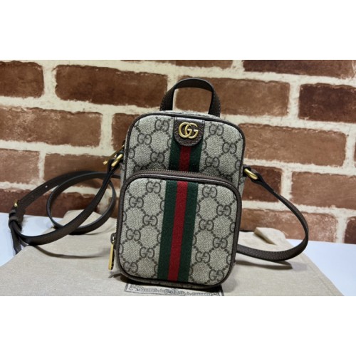 Gucci Ophidia mini bag in Beige and ebony Supreme canvas