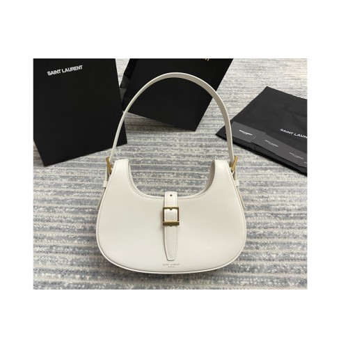 YSL LE FERMOIR HOBO BAG IN White SHINY LEATHER