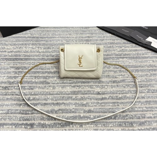YSL MONOGRAM MINI NOLITA bag IN White LAMe LEATHER