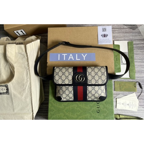 Gucci Ophidia belt bag in Beige and blue Supreme canvas