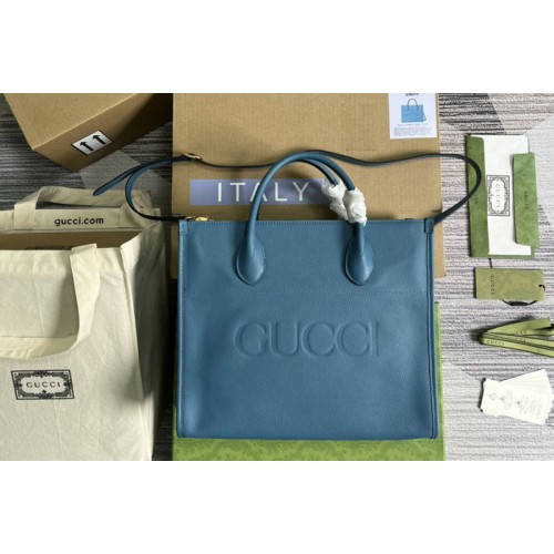 Gucci Small tote Bag with Gucci logo in Blue leather