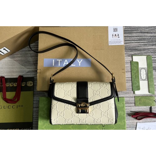 Gucci Medium shoulder bag in White debossed leather Gucci Medium shoulder bag in White debossed leather