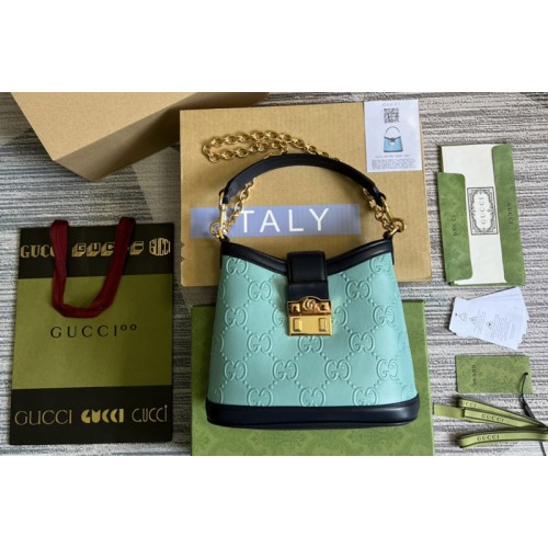 Gucci Small shoulder bag in Blue debossed leather