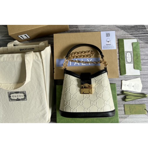 Gucci Small shoulder bag in White debossed leather