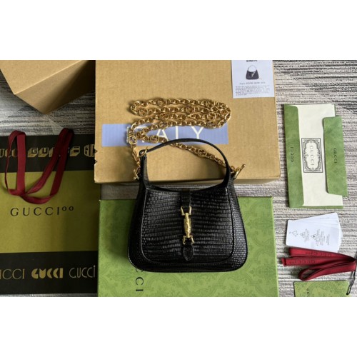 Gucci Jackie 1961 lizard mini bag in Black lizard