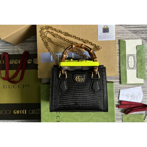 Gucci Diana lizard mini bag in Black lizard