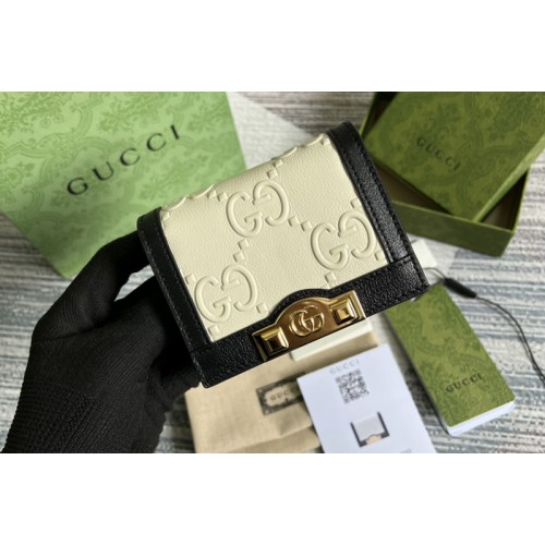 Gucci card case wallet in White Black leather