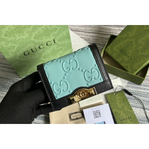 Gucci card case wallet in Blue Black leather