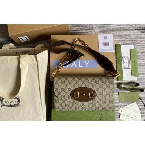 Gucci Horsebit 1955 small bag in Beige and ebony Supreme canvas