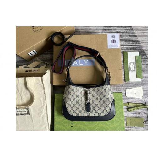 Gucci Jackie 1961 small shoulder bag in Beige and blue Supreme canvas