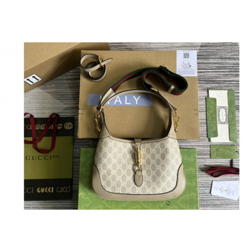 Gucci Jackie 1961 small shoulder bag in Beige and white Supreme canvas Gucci Jackie 1961 small shoulder bag in Beige and white Supreme canvas
