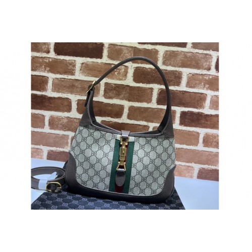 Gucci x Balenciaga Womens Hacker Small Hobo Bag in beige and brown coated canvas