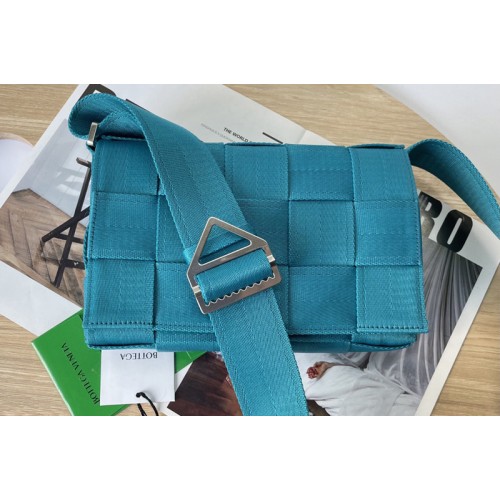 Bottega Veneta Small intreccio webbing cross-body bag in Blue Webbing