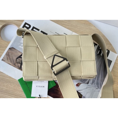 Bottega Veneta Small intreccio webbing cross-body bag in Beige Webbing