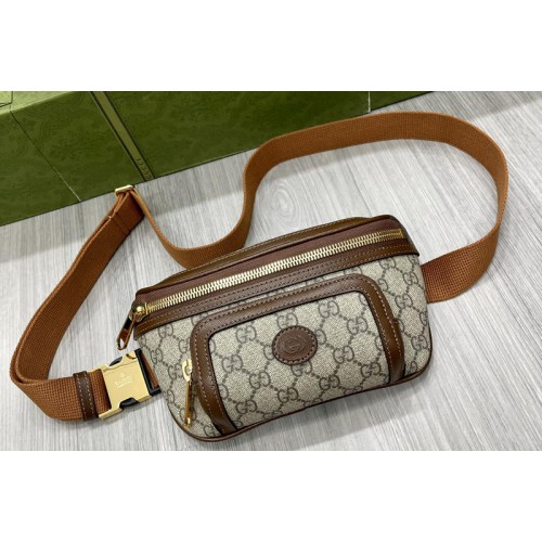 Gucci Belt bag with Interlocking G in Beige and ebony Supreme canvas