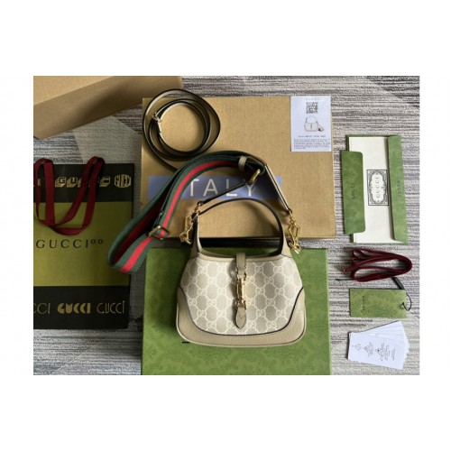 Gucci Jackie 1961 mini shoulder bag in Beige and white Supreme canvas