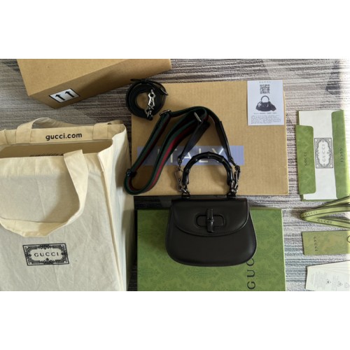 Gucci Mini top handle bag with Bamboo in Black leather