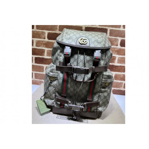 Gucci skateboard backpack with Web in Beige and ebony Supreme canvas