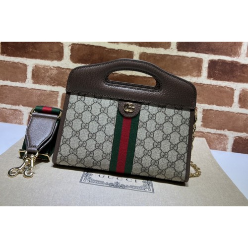 Gucci Ophidia small tote bag with Web in Beige and ebony Supreme canvas