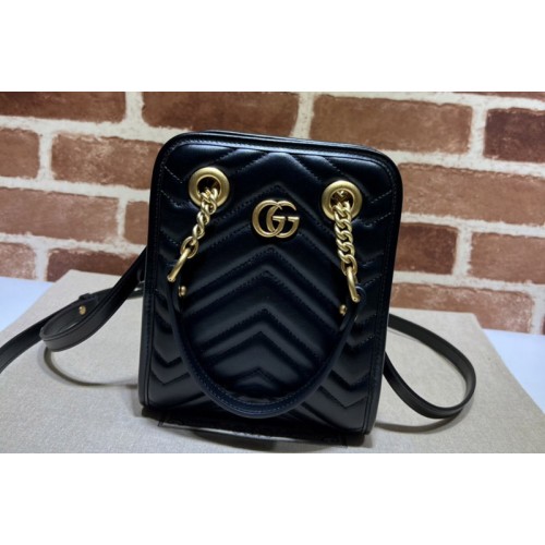 Gucci Marmont matelasse mini bag in Black matelasse chevron leather