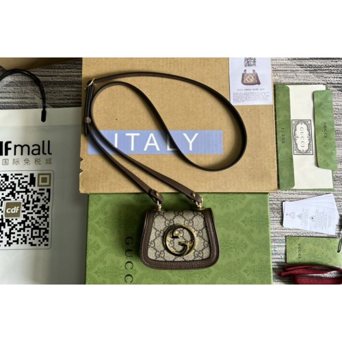 Gucci Blondie card case wallet in Beige and ebony Supreme canvas