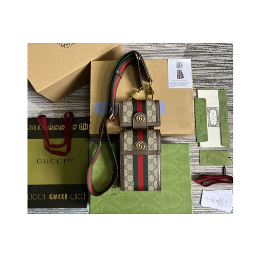 Gucci Ophidia mini bag and detachable wallet in Beige and ebony Supreme canvas