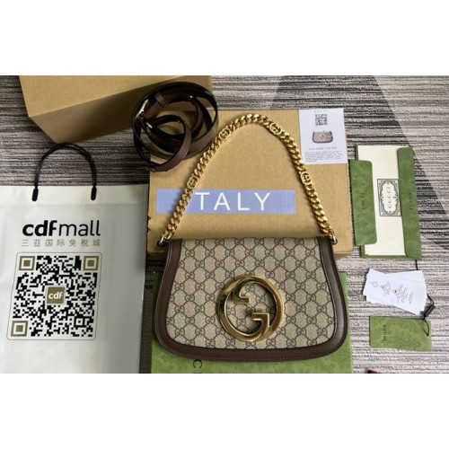 Gucci Blondie shoulder bag in Beige and ebony Supreme canvas