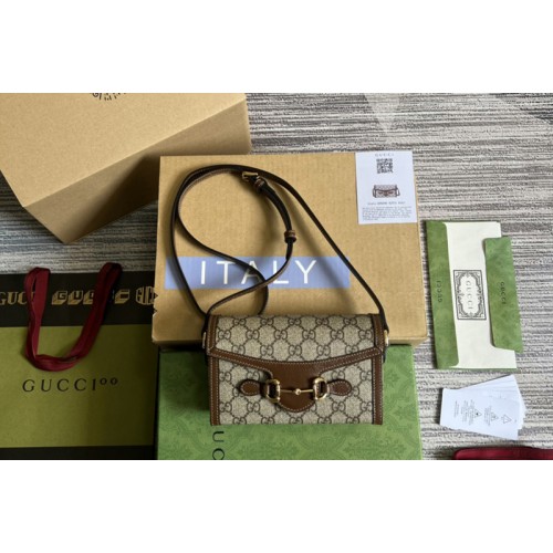 Gucci Horsebit 1955 mini bag in Beige and ebony Supreme canvas