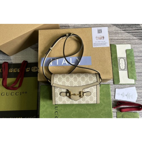 Gucci Horsebit 1955 mini bag in Beige and white Supreme canvas Gucci Horsebit 1955 mini bag in Beige and white Supreme canvas