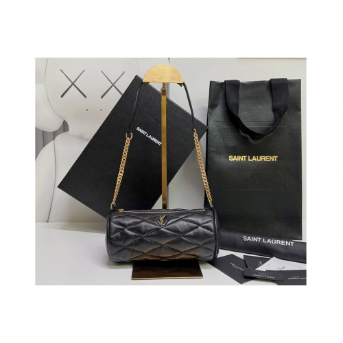 YSL Sade Mini Tube Bag in Black Quilted Lambskin