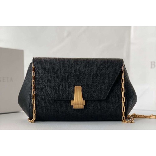 Bottega Veneta Mini BV Angle Shoulder Bags in Black grainy textured calfskin