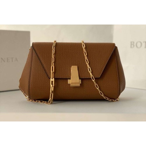 Bottega Veneta Mini BV Angle Shoulder Bags in Brown grainy textured calfskin