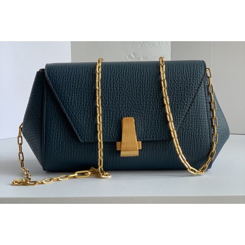 Bottega Veneta Mini BV Angle Shoulder Bags in Navy Blue grainy textured calfskin