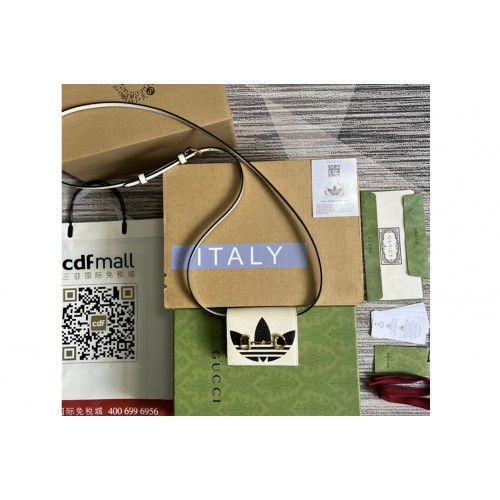 adidas x Gucci card case with Horsebit in White and Black leather