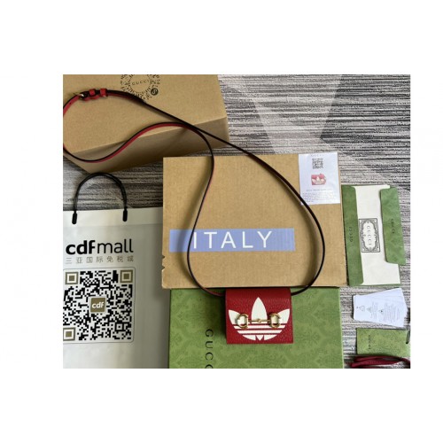 adidas x Gucci card case with Horsebit in Red With White leather