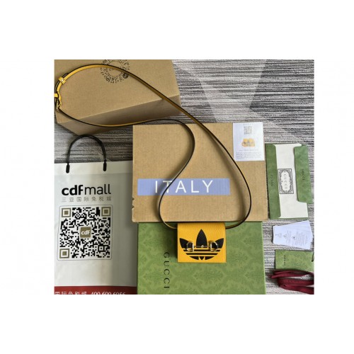 adidas x Gucci card case with Horsebit in Orange and Black leather