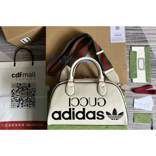 adidas x Gucci mini duffle bag in White and Black leather